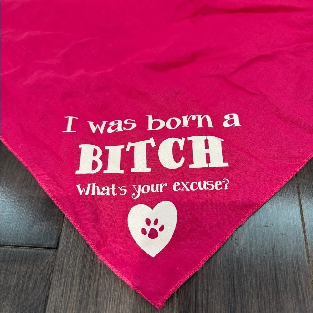 🎉HP🎊 NWOT I Was Born A B*tch What’s Your Excuse Pink & White Dog Pet Bandana